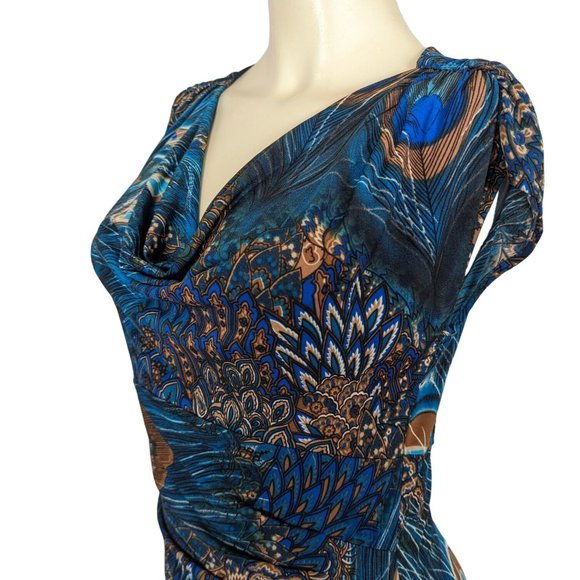 Linda Segal Vintage 1990's peacock abstract print empire waist mini dress S‎ - Picture 7 of 12
